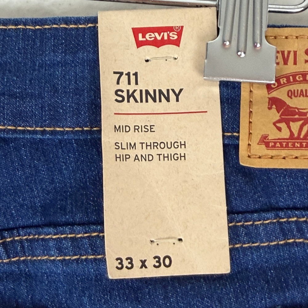 Levi's 711 Skinny Jeans Women 16 (33 x 30) Hypersoft Sculpt Dark Wash Denim - Picture 7 of 16